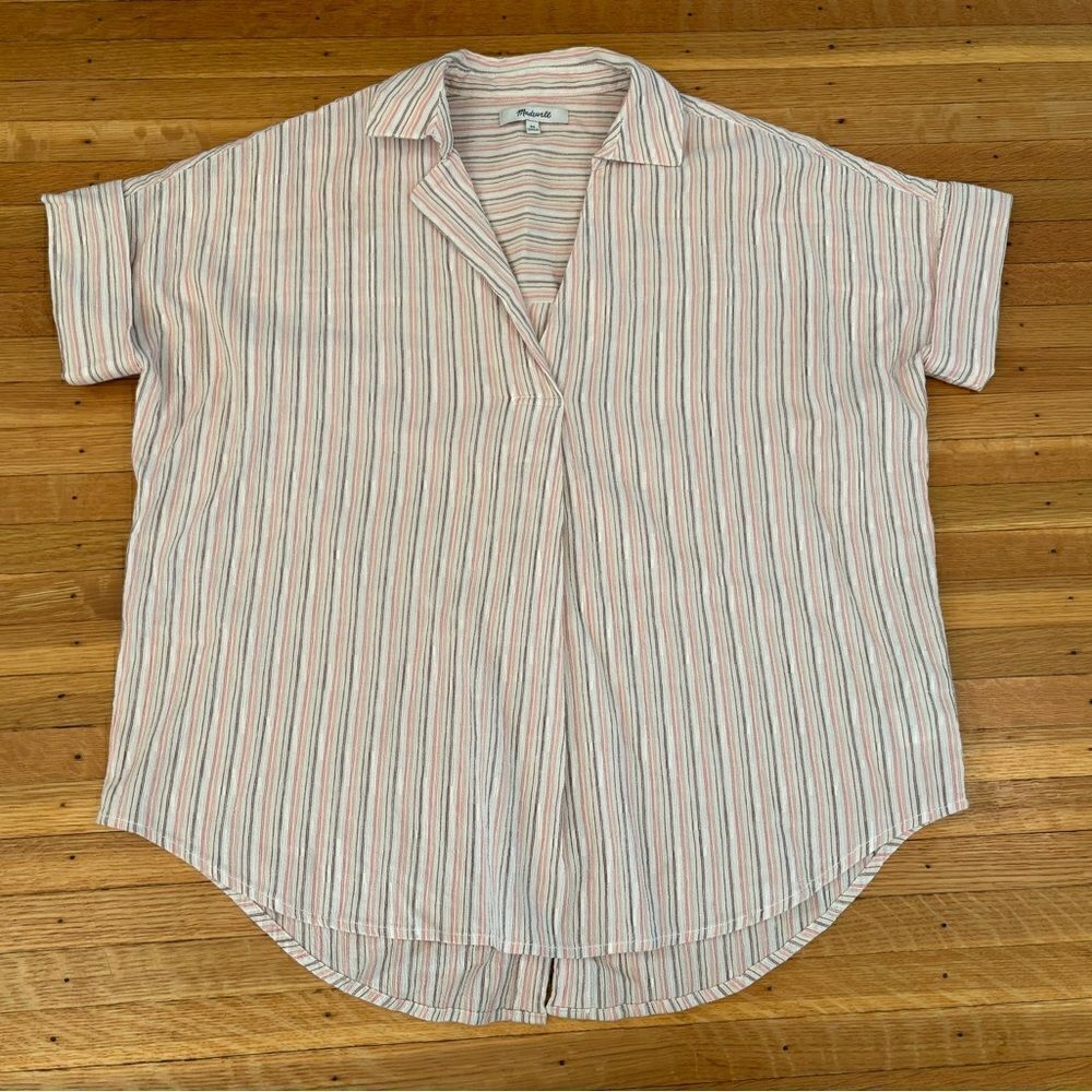 Madewell Courier Button Back Short Sleeve Blouse